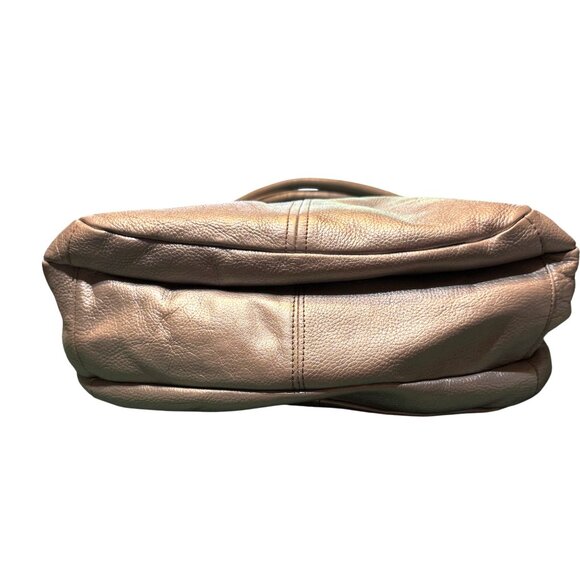 Metallic Silver Hobo Shoulder Bag Genuine Leather With Double Handles Multiple Z - Picture 3 of 6